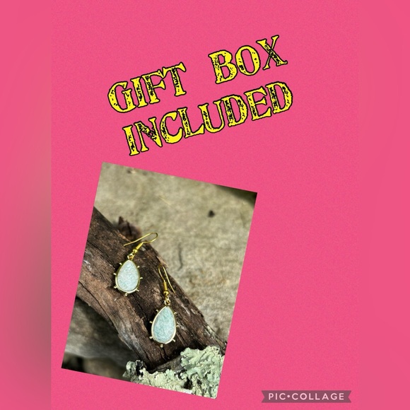 Genuine Amazonite Dangle Tear Drop Earrings - Picture 7 of 7